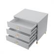 Posh Living Glamuri 3-Drawer Nightstand with Acrylic Legs in Light Gray