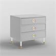 Posh Living Glamuri 3-Drawer Nightstand with Acrylic Legs in Light Gray