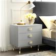 Posh Living Glamuri 3-Drawer Nightstand with Acrylic Legs in Light Gray