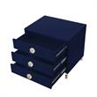 Posh Living Glamuri 3-Drawer Nightstand with Acrylic Legs in Dark Navy