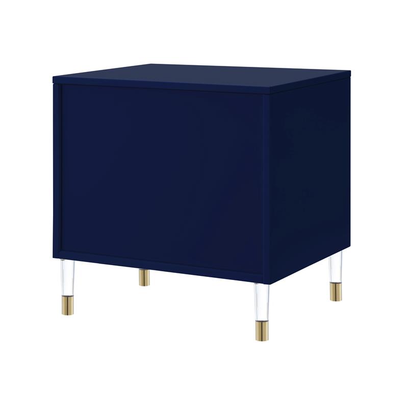 Posh Living Glamuri 3-Drawer Nightstand with Acrylic Legs in Dark Navy