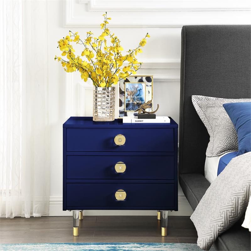 navy 3 drawer nightstand