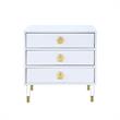 Posh Living Glamuri 3-Drawer Nightstand with Acrylic Legs in White