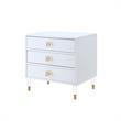 Posh Living Glamuri 3-Drawer Nightstand with Acrylic Legs in White