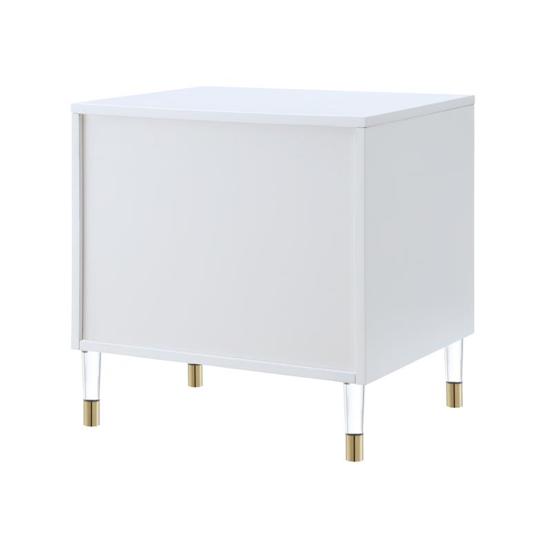 Posh Living Glamuri 3-Drawer Nightstand with Acrylic Legs in White