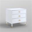 Posh Living Glamuri 3-Drawer Nightstand with Acrylic Legs in White