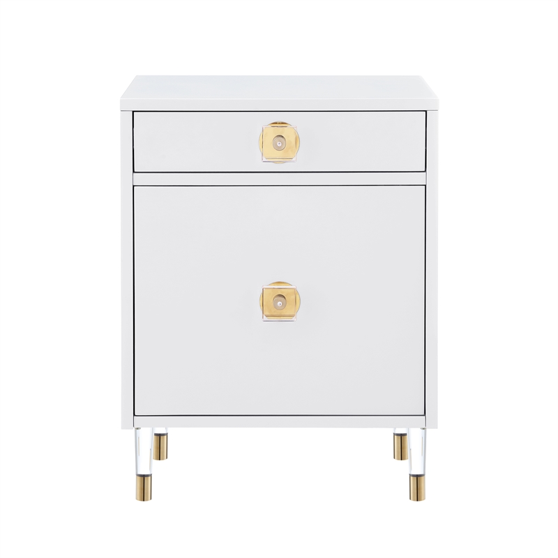 Posh Living Petrocchio Single Drawer/Door Nightstand in White