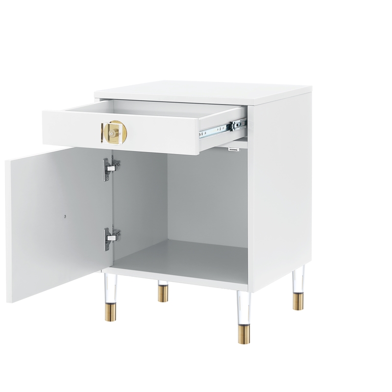 Posh Living Petrocchio Single Drawer/Door Nightstand in White