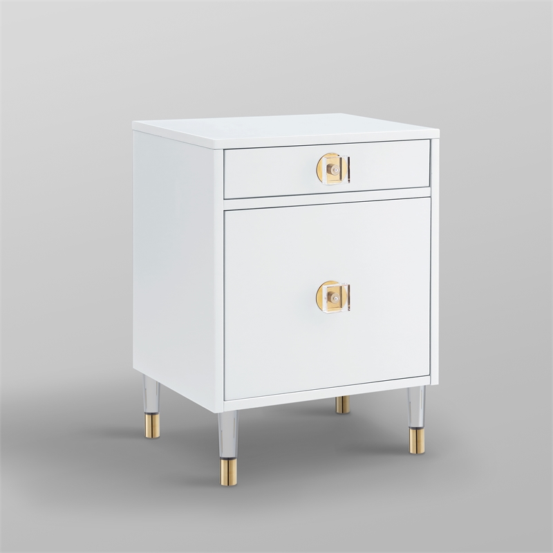 Posh Living Petrocchio Single Drawer/Door Nightstand in White
