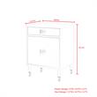 Posh Living Petrocchio Single Drawer/Door Nightstand in White