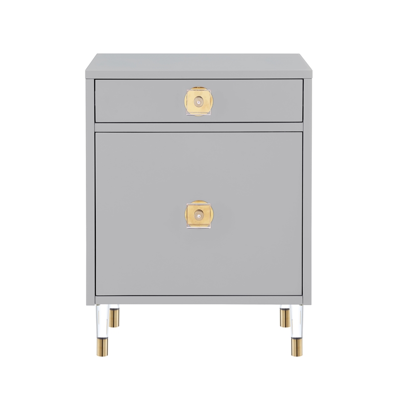 Posh Living Petrocchio Single Drawer/Door Nightstand in Light Gray