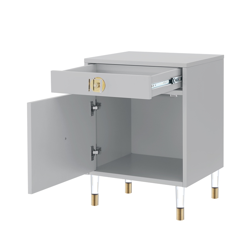 Posh Living Petrocchio Single Drawer/Door Nightstand in Light Gray