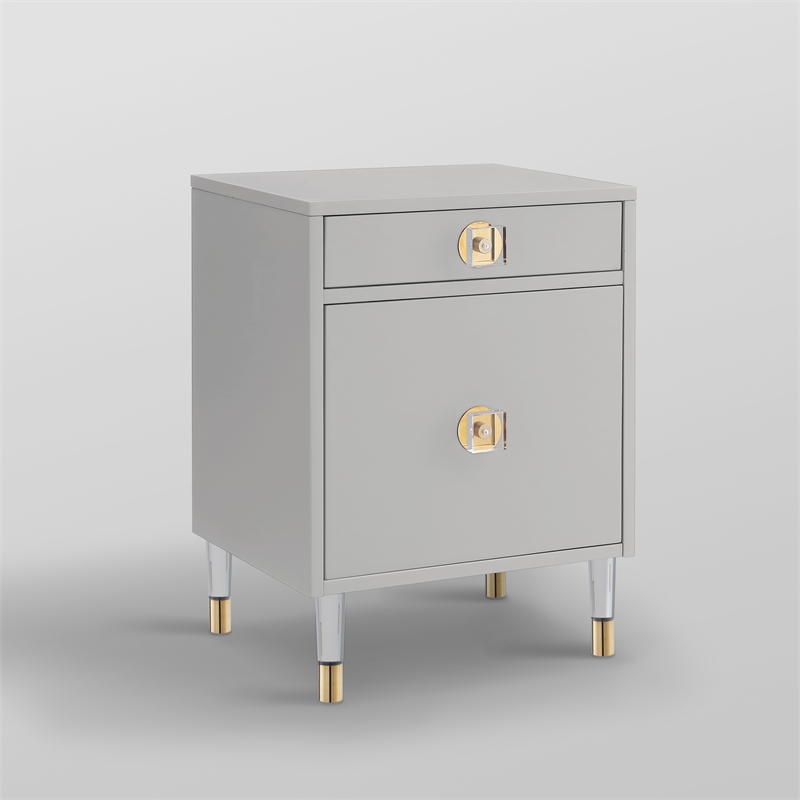 Posh Living Petrocchio Single Drawer/Door Nightstand in Light Gray