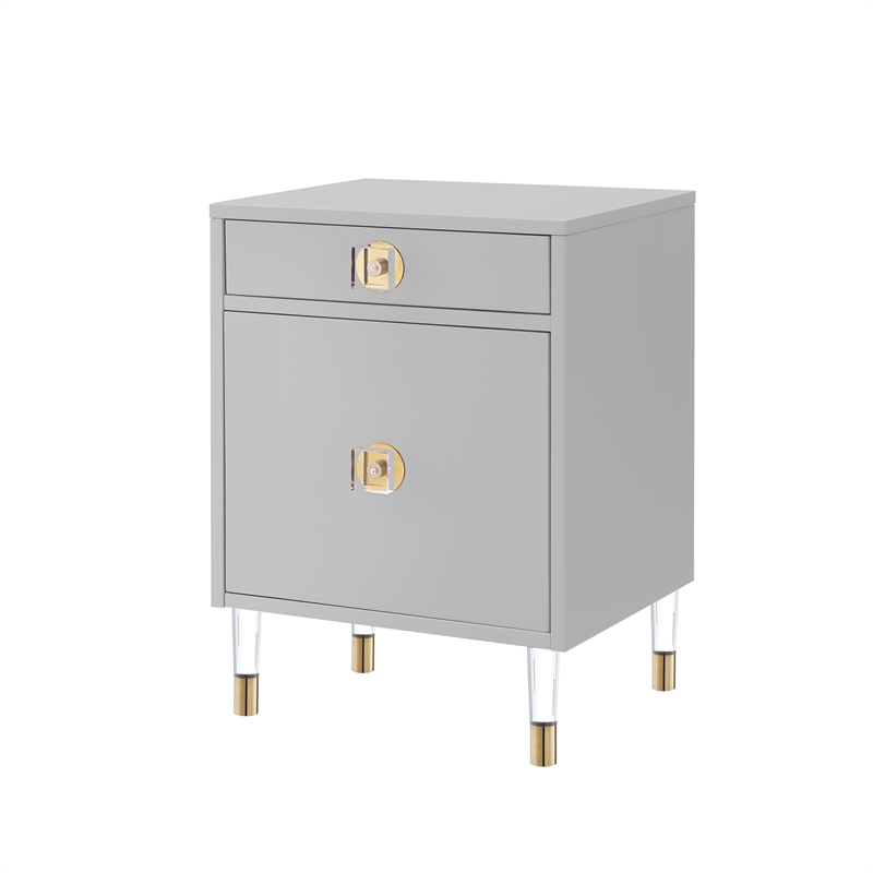 Posh Living Petrocchio Single Drawer/Door Nightstand in Light Gray