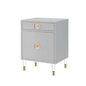 Posh Living Petrocchio Single Drawer/Door Nightstand in Light Gray