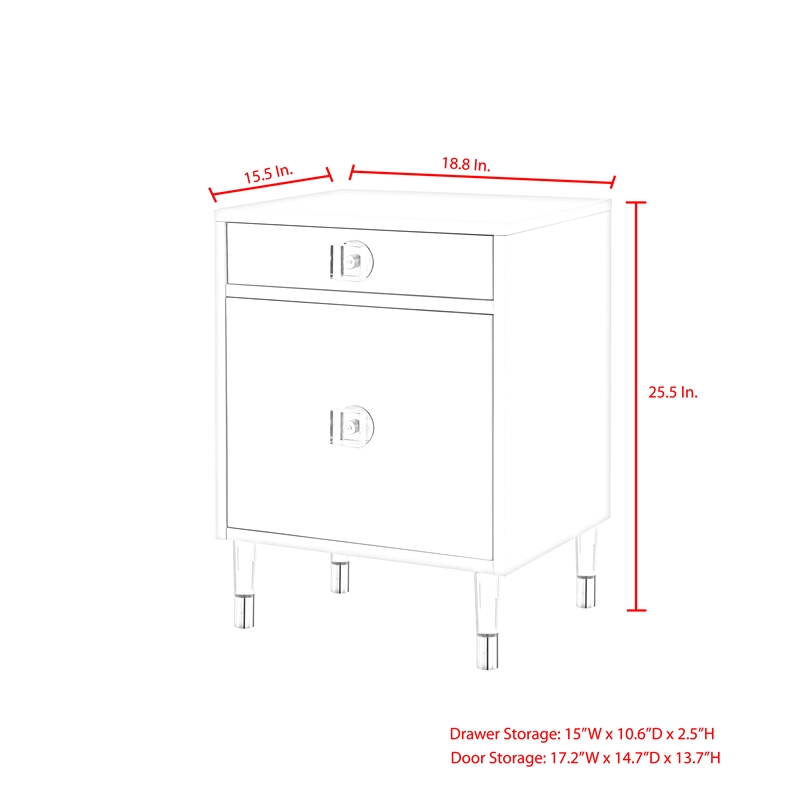 Posh Living Petrocchio Single Drawer/Door Nightstand in Dark Navy