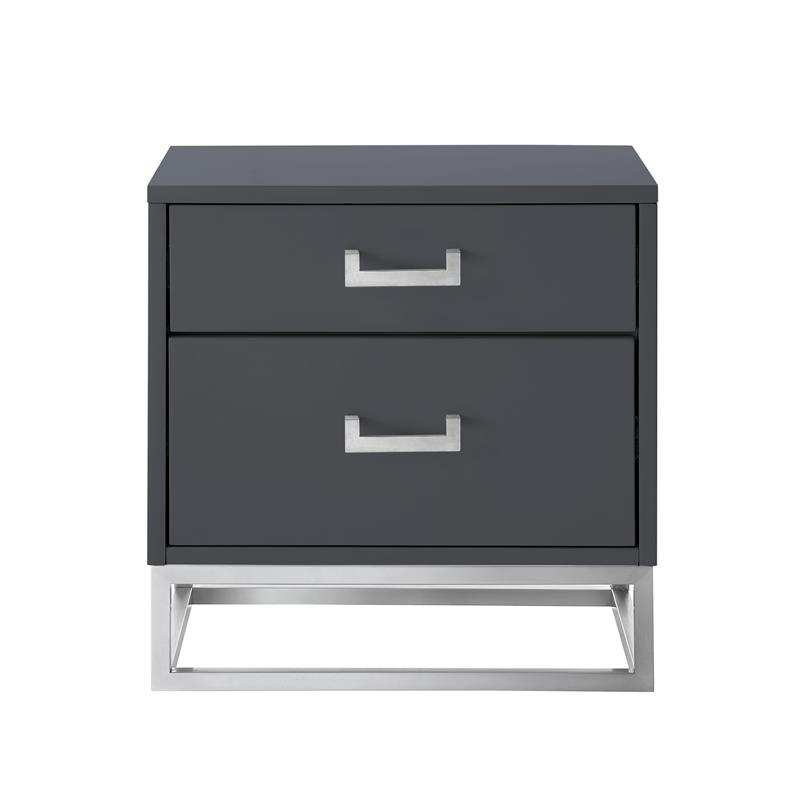 Posh Living Stefano 2-Drawer Nightstand with Metal Base in White/Gold