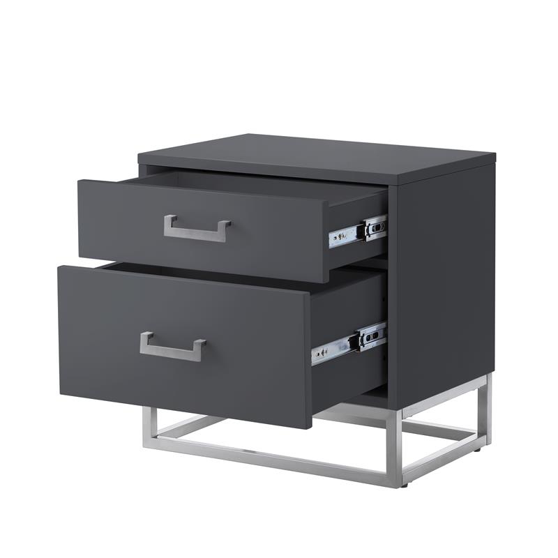 Posh Living Stefano 2-Drawer Nightstand with Metal Base in White/Gold