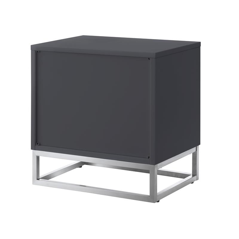 Posh Living Stefano 2-Drawer Nightstand with Metal Base in White/Gold