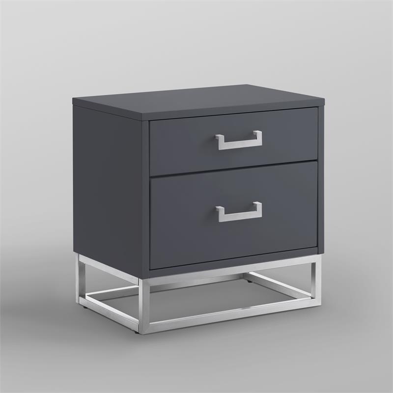 Posh Living Stefano 2-Drawer Nightstand with Metal Base in White/Gold