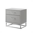 Posh Living Stefano 2-Drawer Nightstand with Metal Base in Light Gray/Chrome