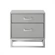Posh Living Stefano 2-Drawer Nightstand with Metal Base in Light Gray/Chrome