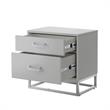 Posh Living Stefano 2-Drawer Nightstand with Metal Base in Light Gray/Chrome