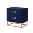 Posh Living Stefano 2-Drawer Nightstand with Metal Base in Dark Navy/Gold
