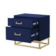 Posh Living Stefano 2-Drawer Nightstand with Metal Base in Dark Navy/Gold