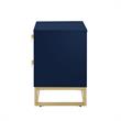 Posh Living Stefano 2-Drawer Nightstand with Metal Base in Dark Navy/Gold