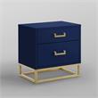 Posh Living Stefano 2-Drawer Nightstand with Metal Base in Dark Navy/Gold