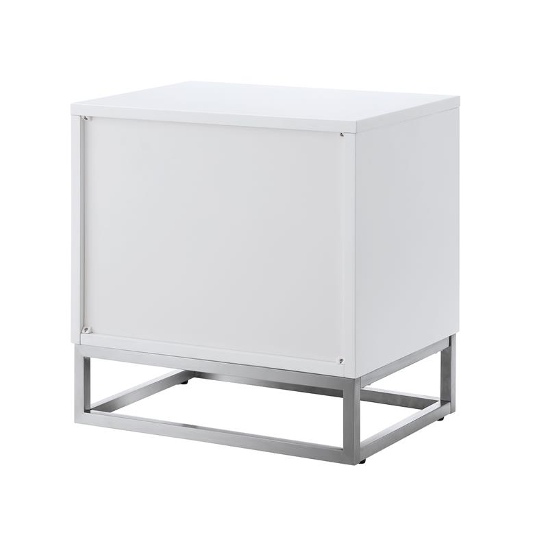 Posh Living Stefano 2-Drawer Nightstand with Metal Base in Dark Gray/Chrome