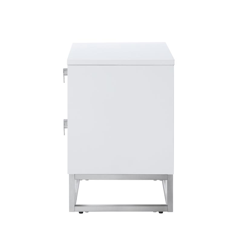 Posh Living Stefano 2-Drawer Nightstand with Metal Base in Dark Gray/Chrome