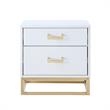 Posh Living Stefano 2-Drawer Nightstand with Metal Base in White/Chrome