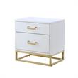 Posh Living Stefano 2-Drawer Nightstand with Metal Base in White/Chrome