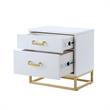 Posh Living Stefano 2-Drawer Nightstand with Metal Base in White/Chrome
