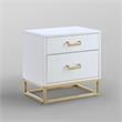 Posh Living Stefano 2-Drawer Nightstand with Metal Base in White/Chrome