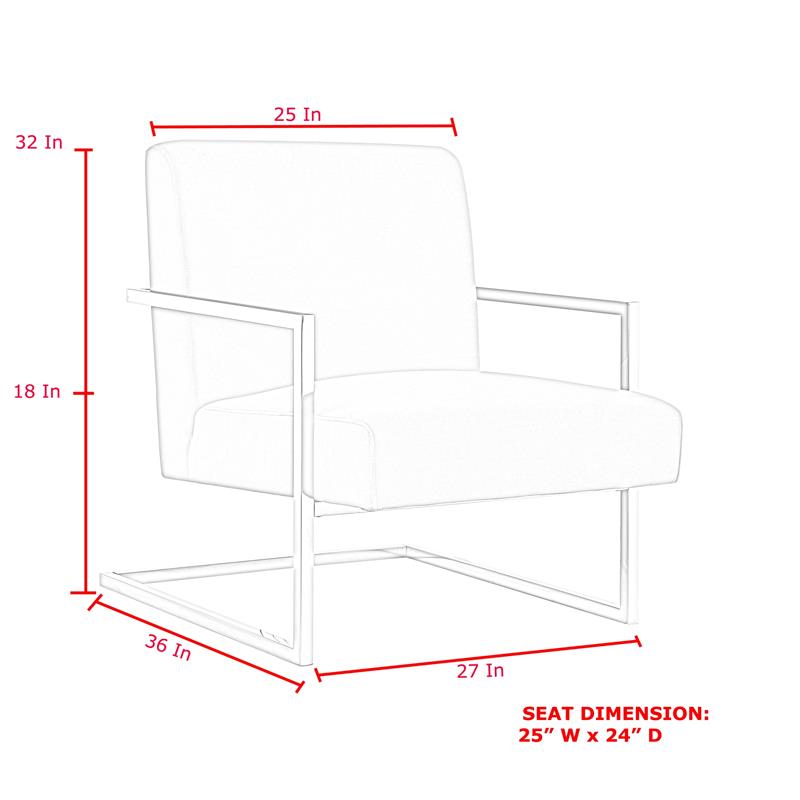 Posh Living Xzavier Velvet Upholstered Accent Chair in Gray/Chrome