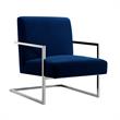 Posh Living Xzavier Velvet Upholstered Accent Chair in Navy/Chrome