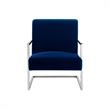Posh Living Xzavier Velvet Upholstered Accent Chair in Navy/Chrome
