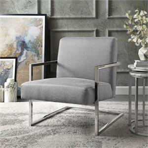 Posh Living Xzavier Faux Leather Accent Chair in Light Gray/Chrome