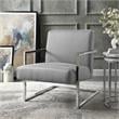 Posh Living Xzavier Faux Leather Accent Chair in Light Gray/Chrome