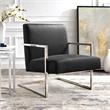 Posh Living Xzavier Faux Leather Accent Chair in Charcoal/Chrome