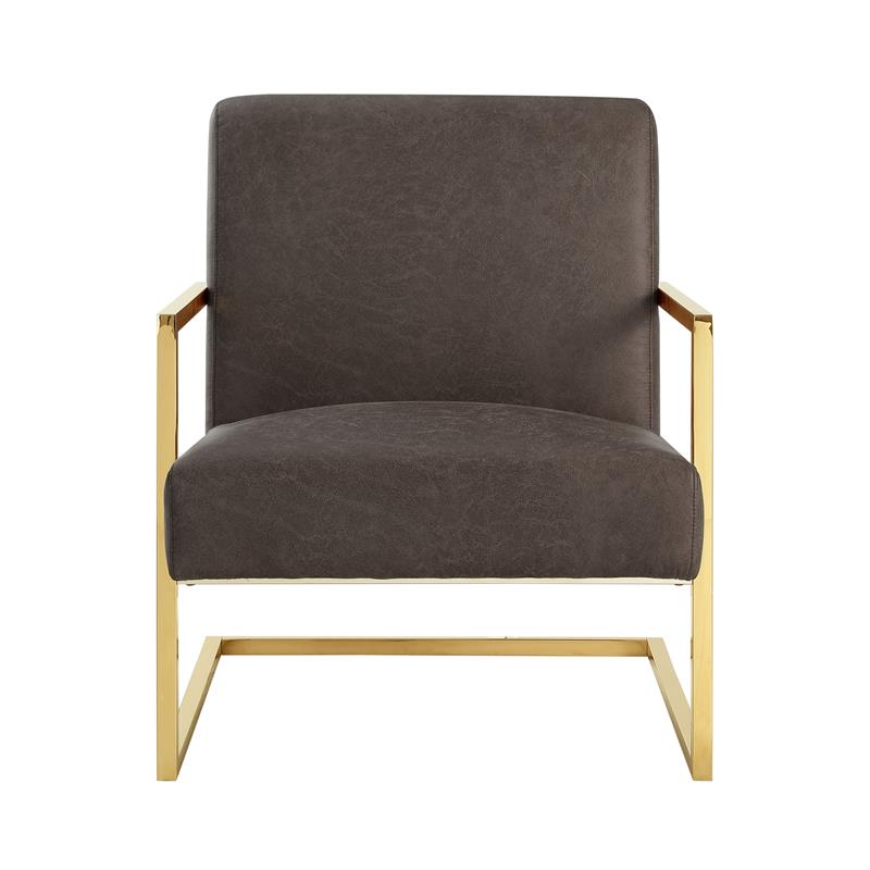 Posh Living Xzavier Faux Leather Accent Chair in Tan/Gold
