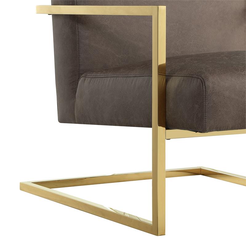 Posh Living Xzavier Faux Leather Accent Chair in Tan/Gold