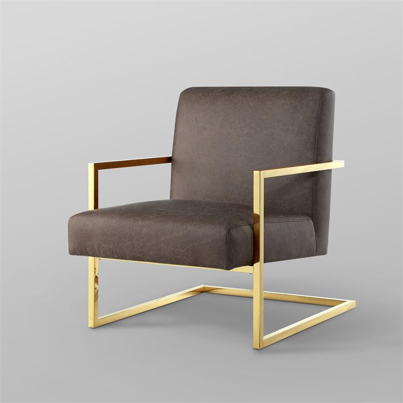 Posh Living Xzavier Faux Leather Accent Chair in Tan/Gold