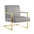 Posh Living Xzavier Faux Leather Accent Chair in Light Gray/Gold