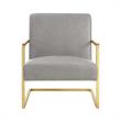 Posh Living Xzavier Faux Leather Accent Chair in Light Gray/Gold