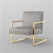 Posh Living Xzavier Faux Leather Accent Chair in Light Gray/Gold