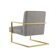 Posh Living Xzavier Faux Leather Accent Chair in Light Gray/Gold